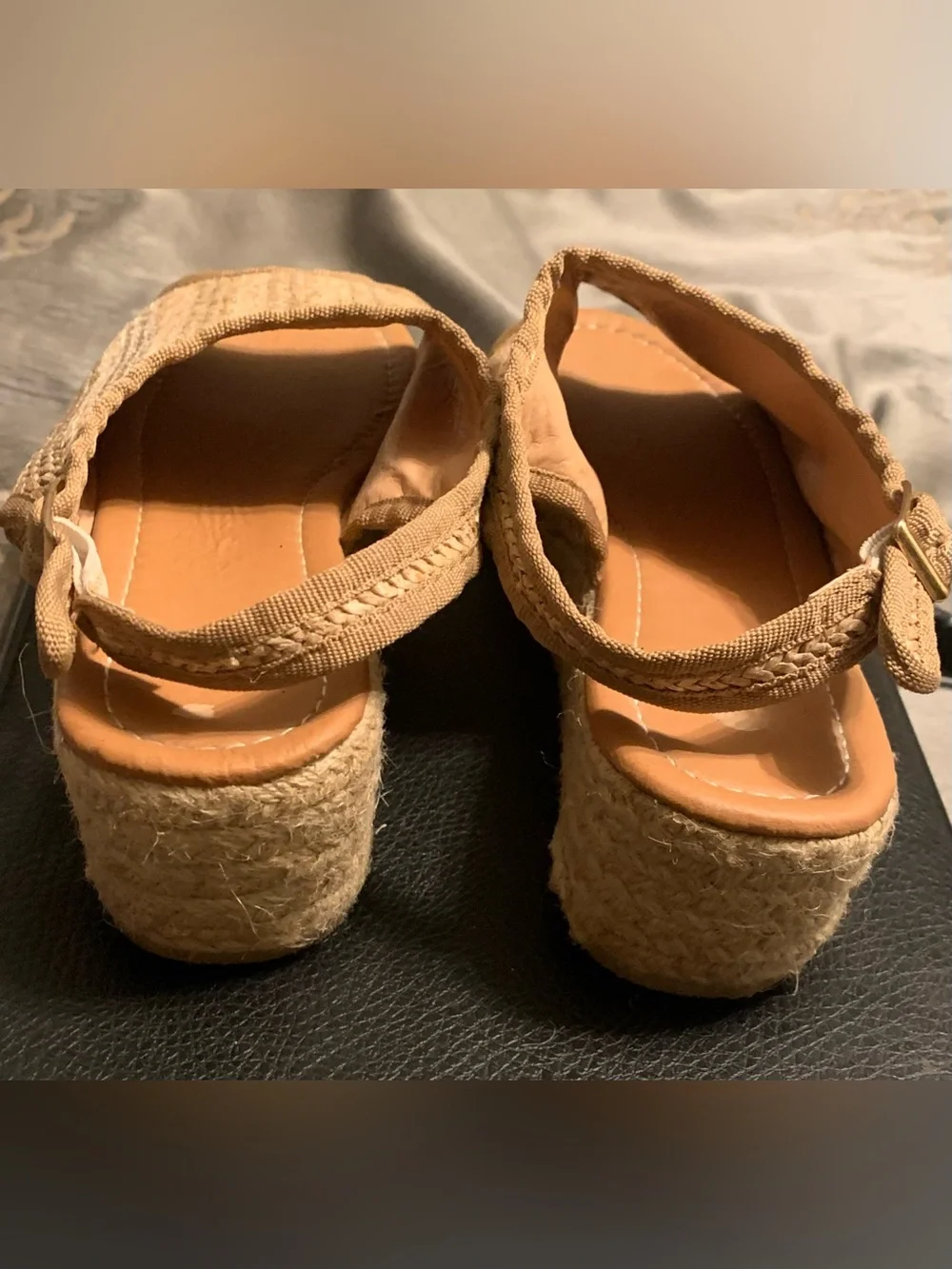 Woven Slingback Open-Toe Sandals - Tan